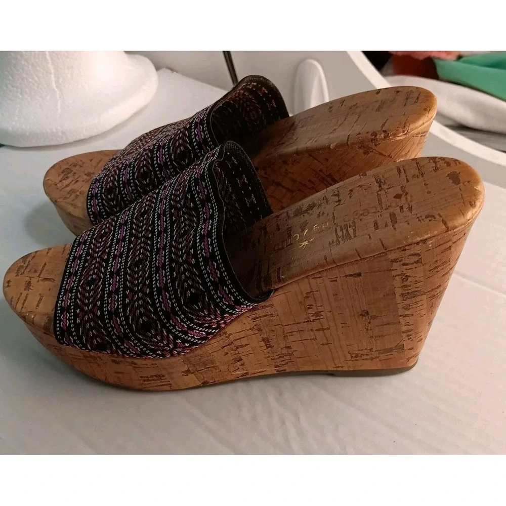 Montego Bay Club Sz 5.5 O'Malley‎ Women Cork Wedge Heel Boho Slide Sandals